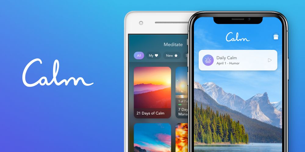Calm meditation app displays