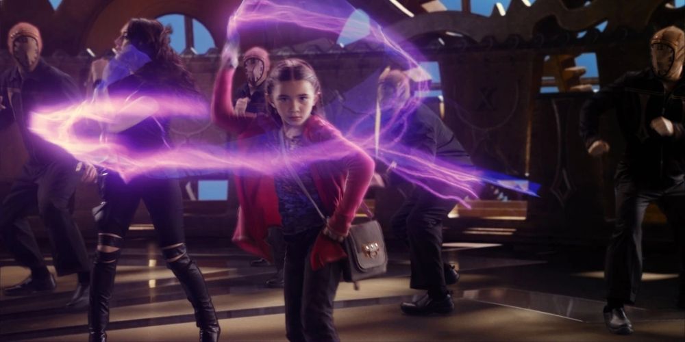 Rebecca wielding a purple whip in Spy Kids 4